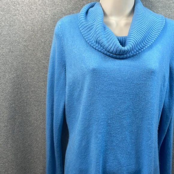 Vintage-Inspired Blue‎ Knit Cowl Neck Pullover Sweater - Picture 5 of 10